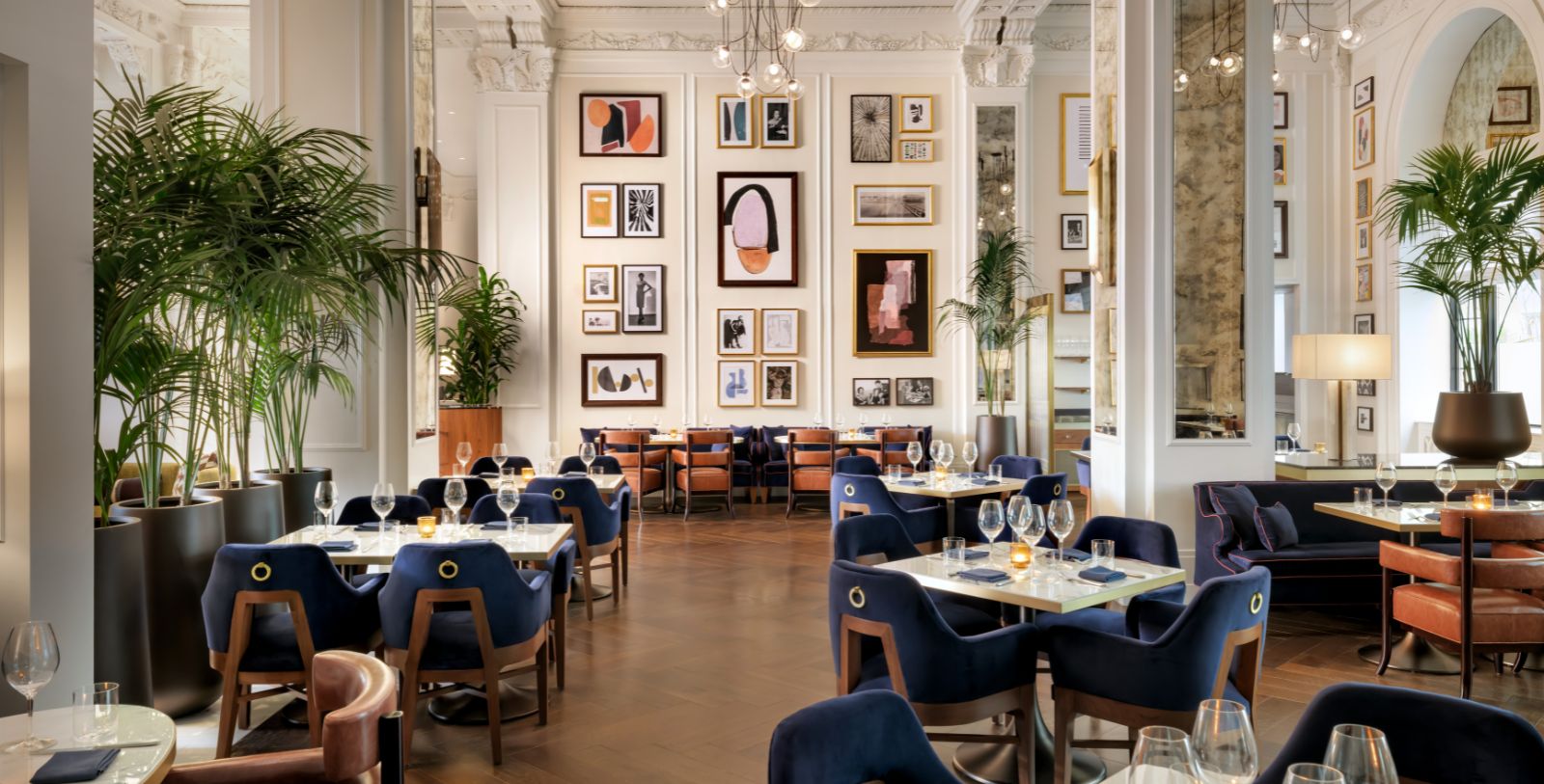 a room with tables and chairs