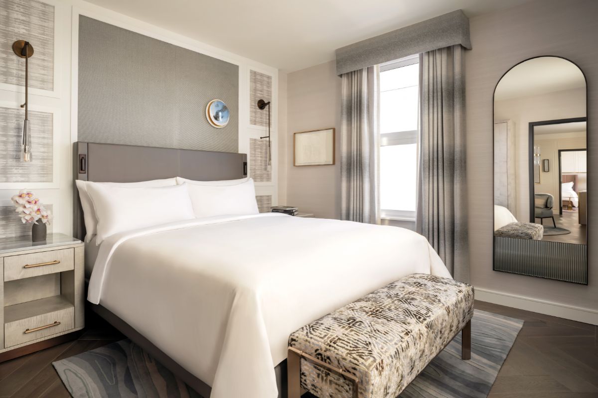 a bed in a room