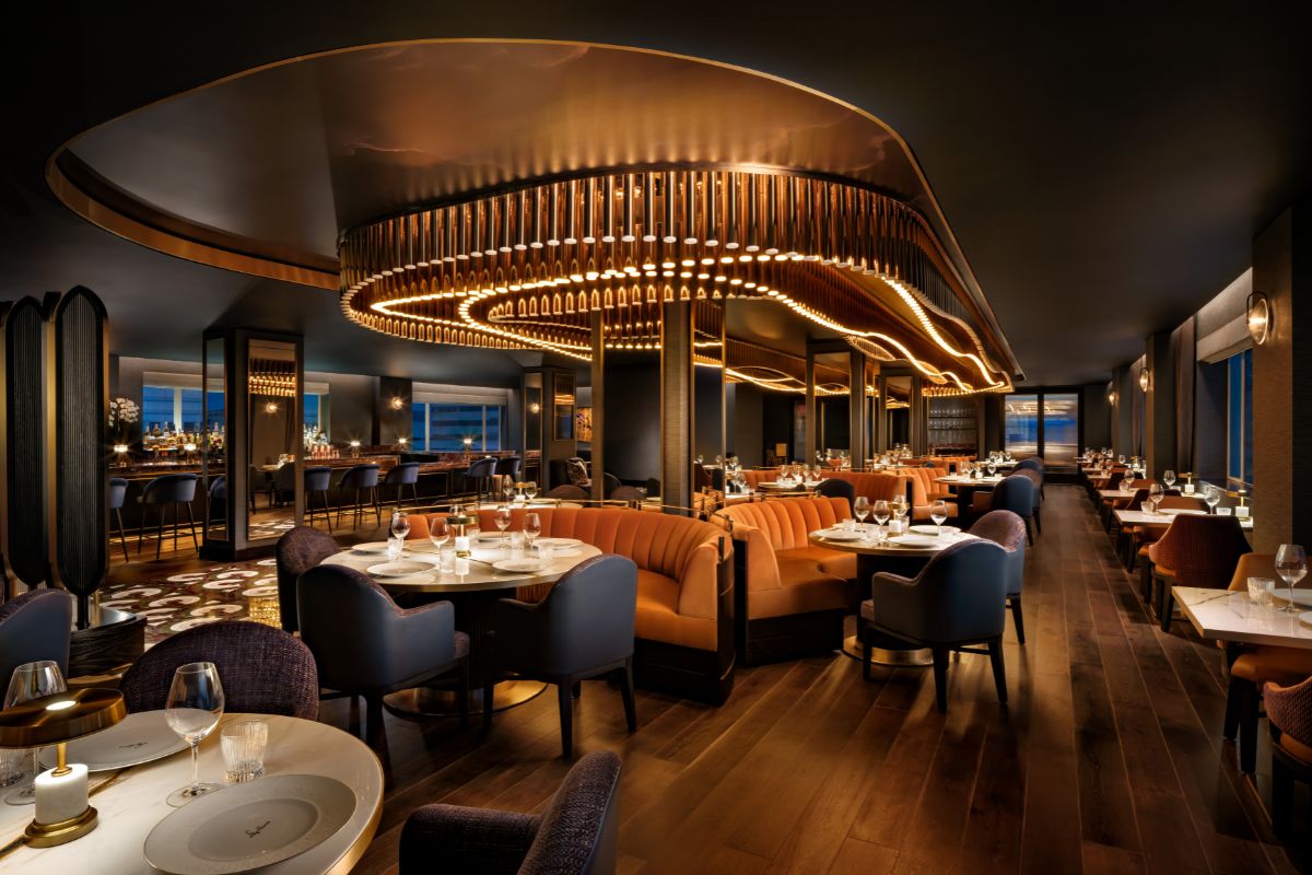 a restaurant with tables and chairs