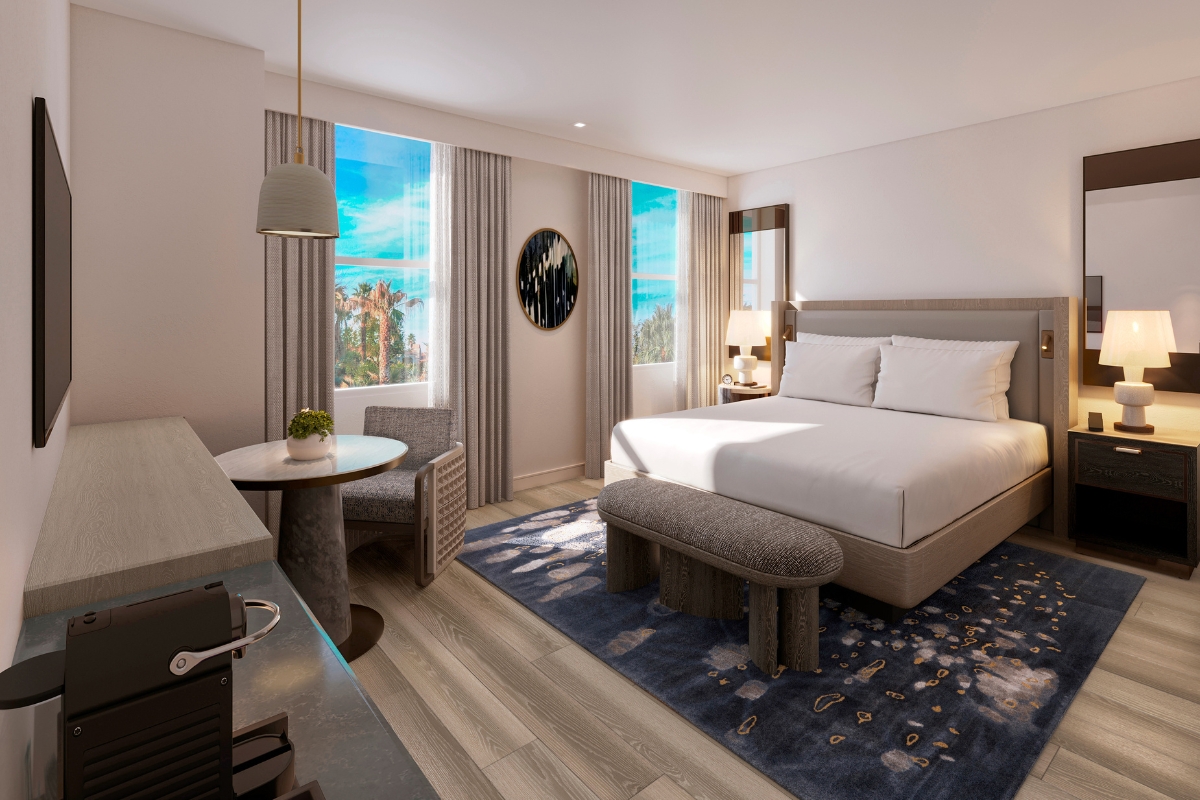 a room with a bed and a table