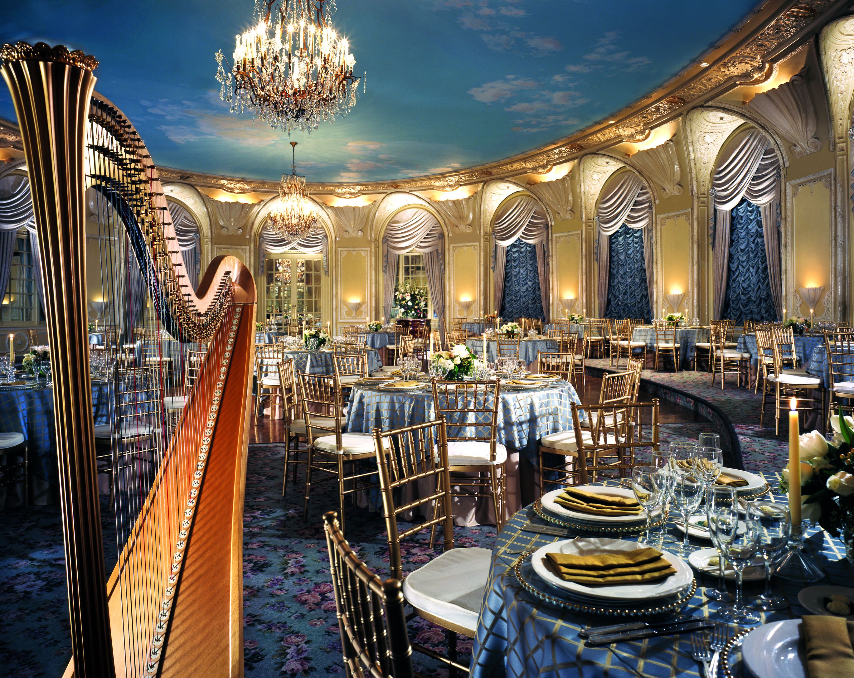 a room with tables and chairs