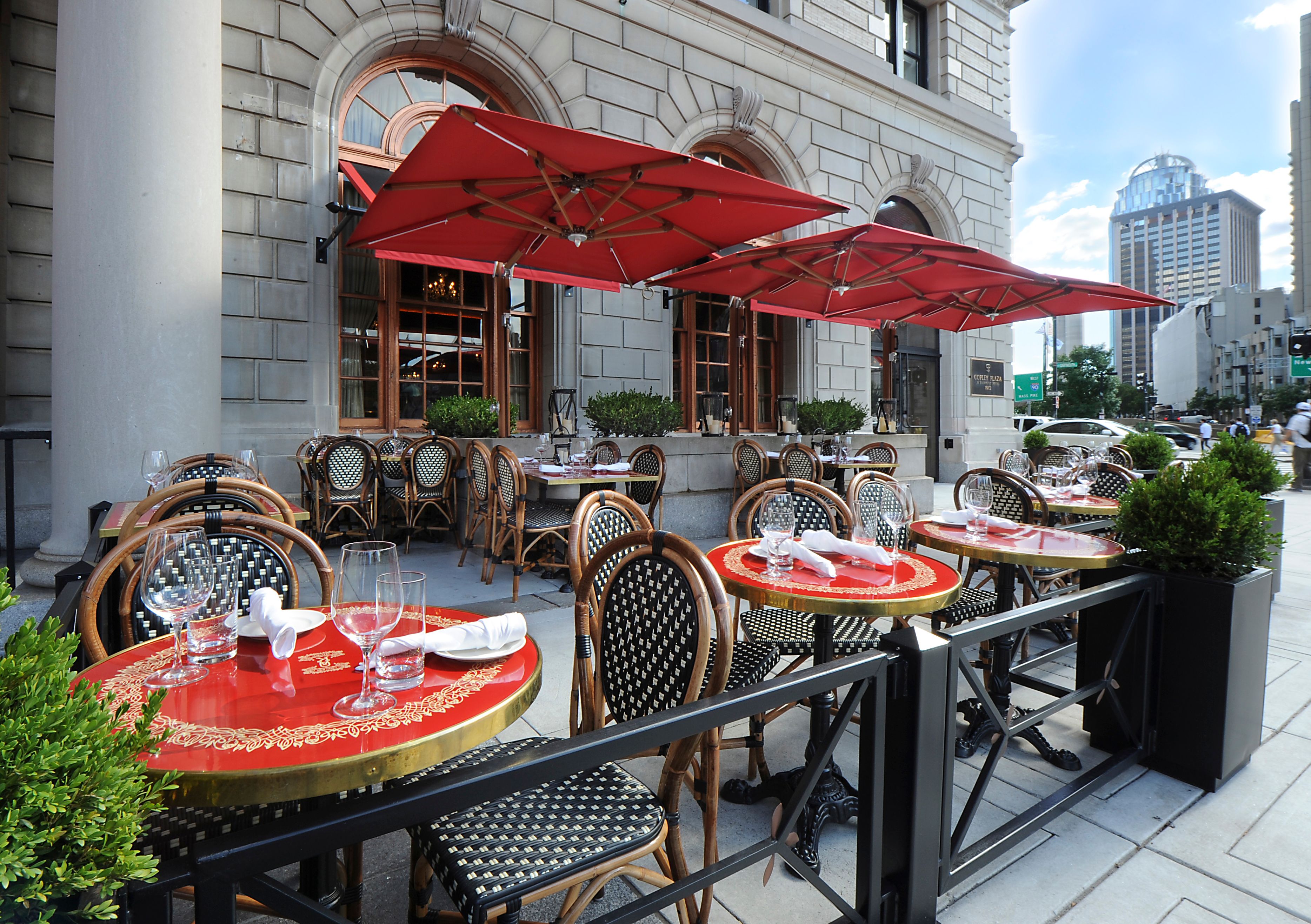 a tables and chairs outside of a restaurant