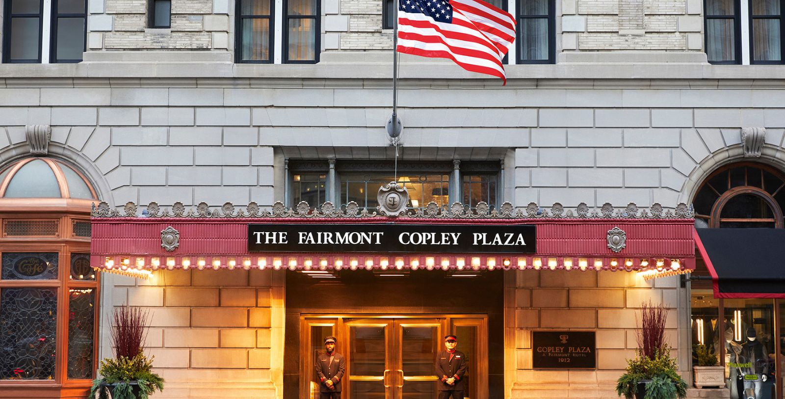 a flag on the front of a building