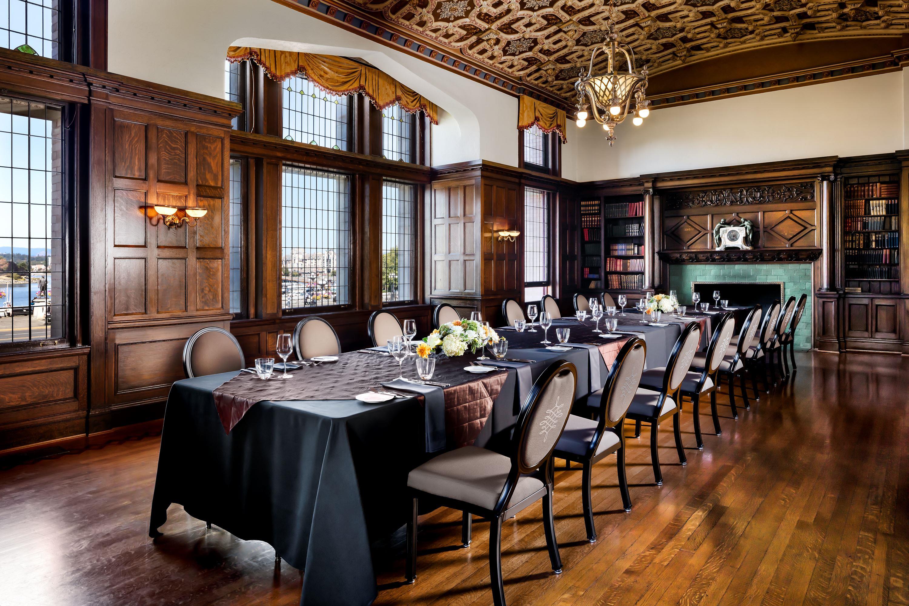 a long table set for a formal event