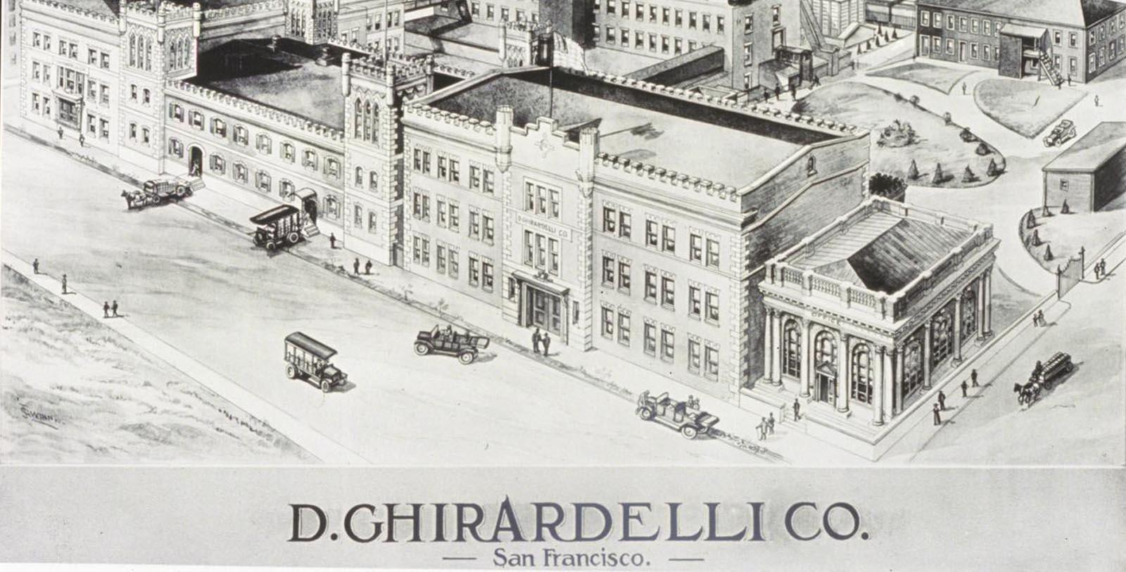 an old drawing of a building