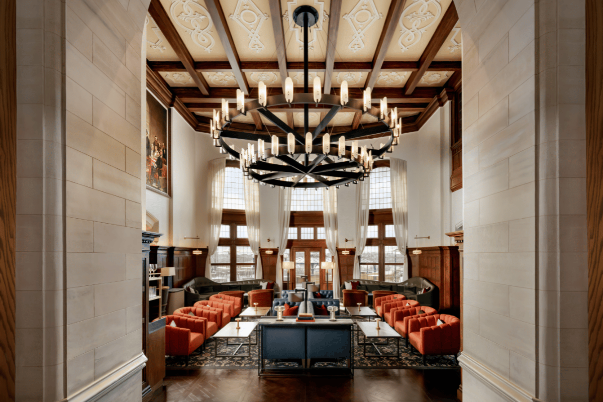a large chandelier in a room
