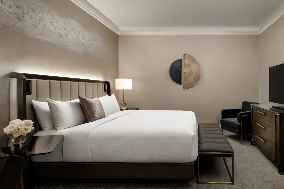 a bed in a room