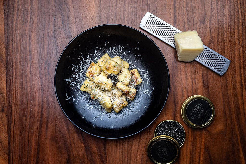 a plate of food next to a grater