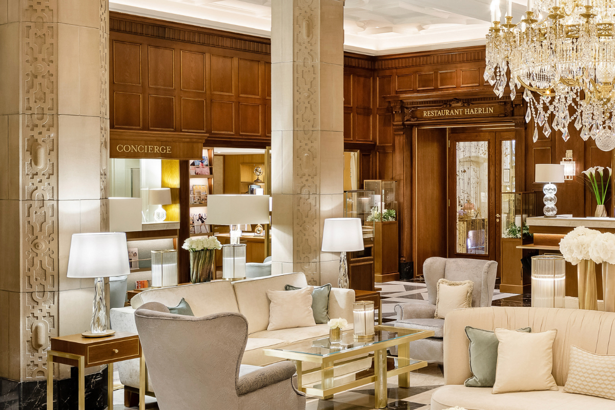 a room with furniture and a chandelier