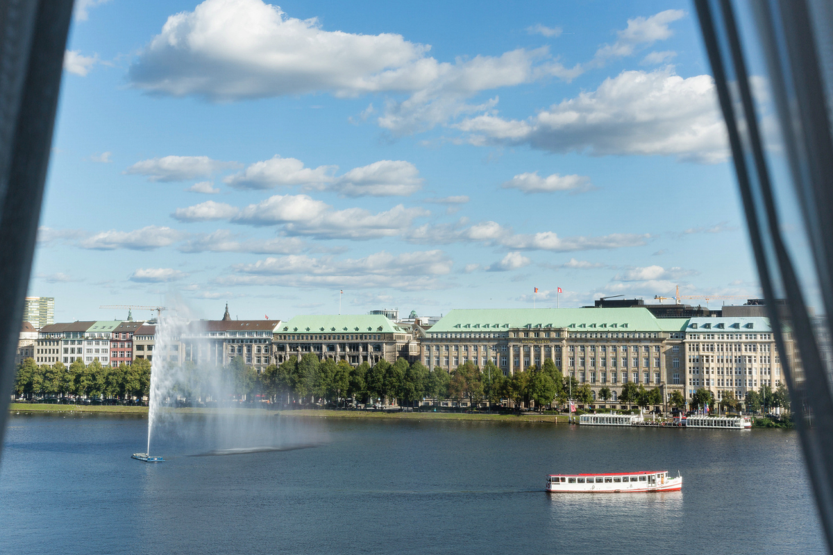 a water fountain in front of a building