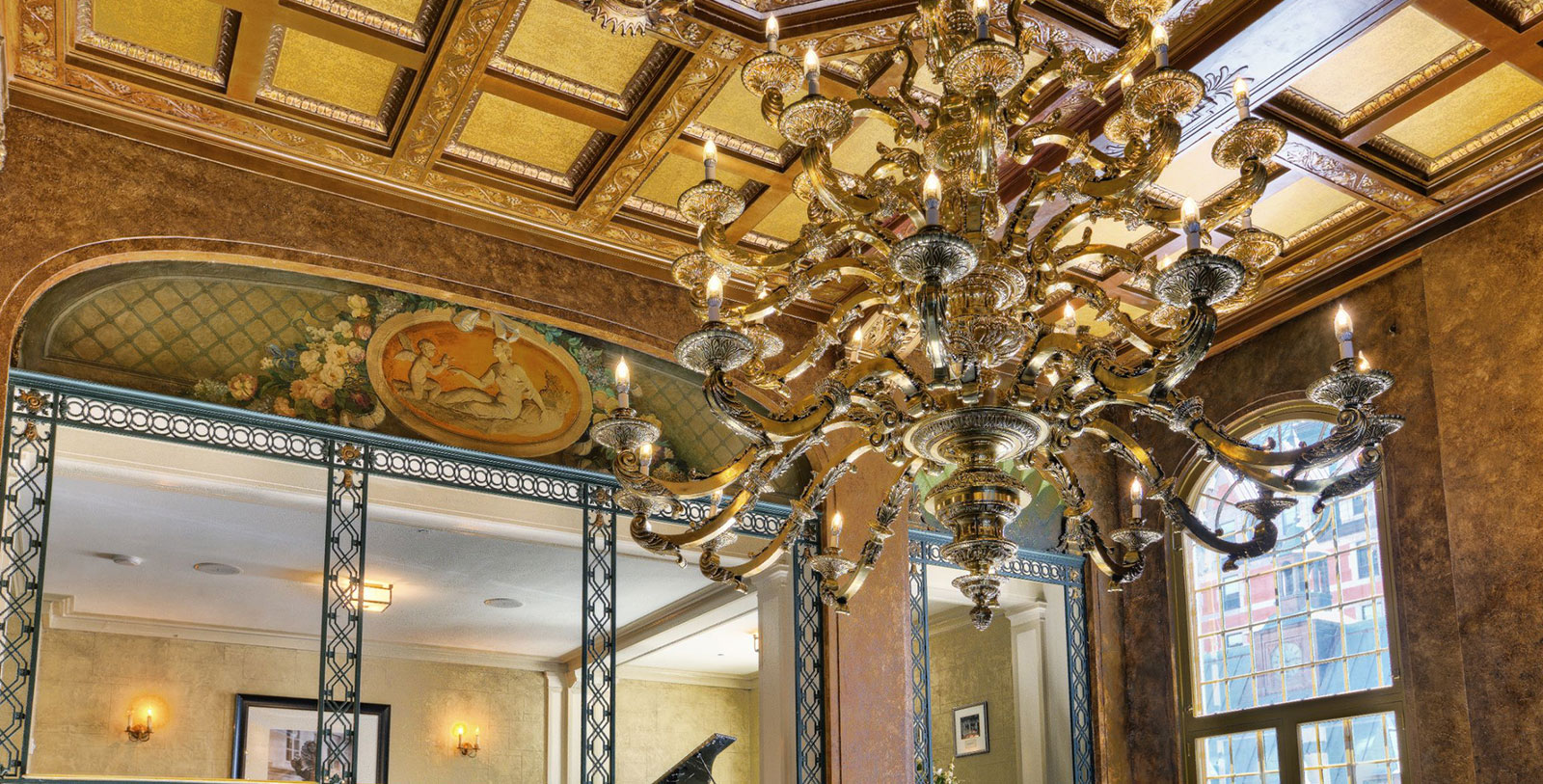 a chandelier in a room