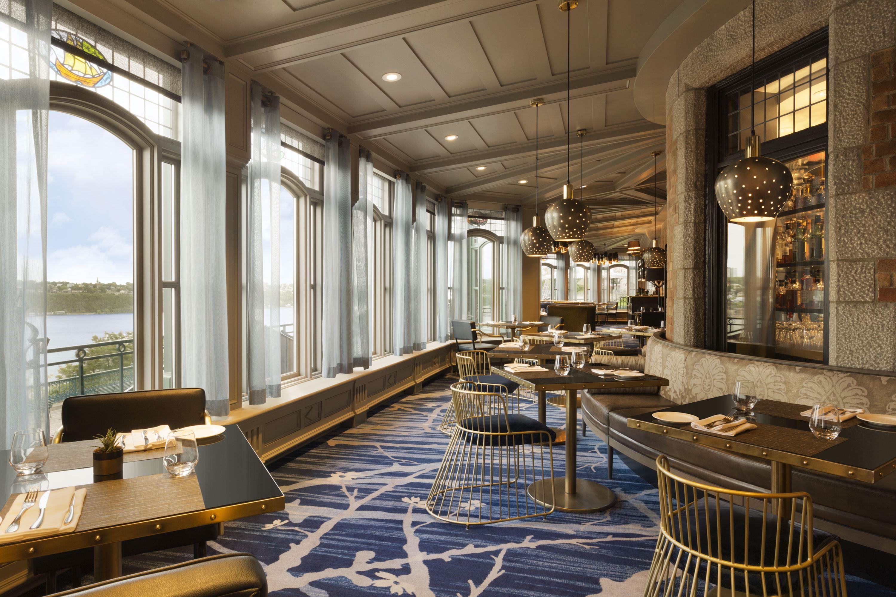 Sam Bistro Dining Room The furniture and finishes recall Art Deco and the Jazz Age.