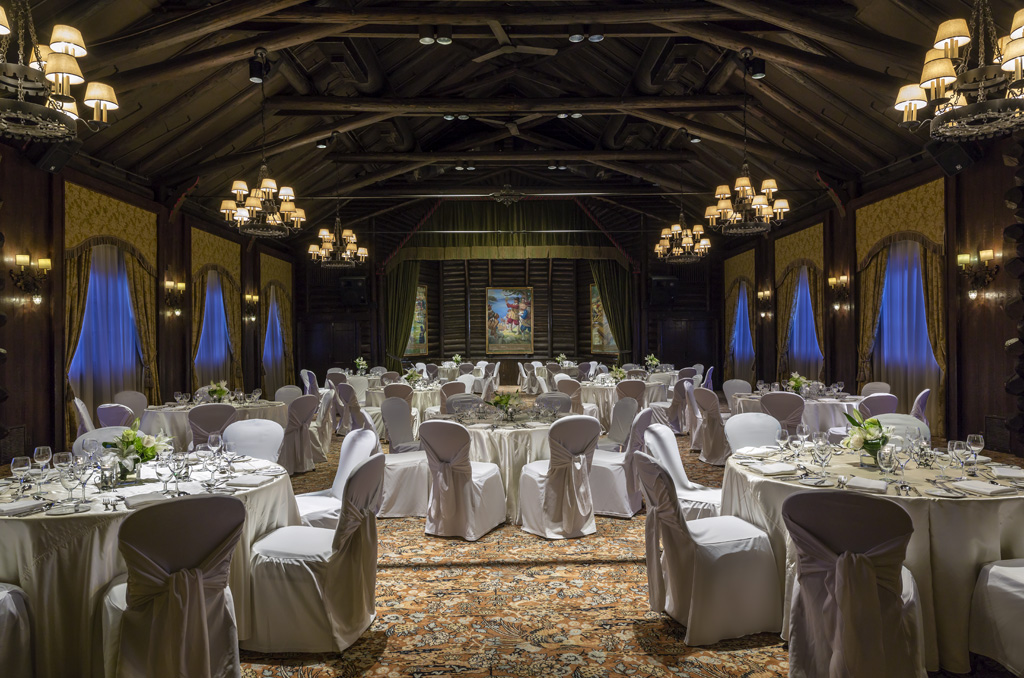 a room with tables and chairs