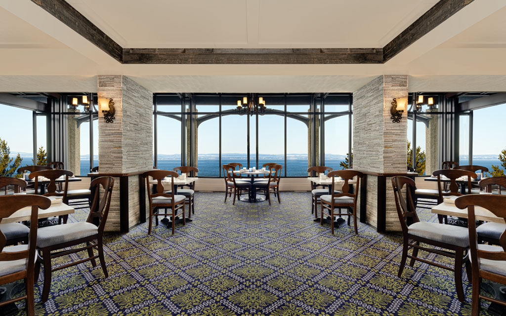 a room with a table and chairs