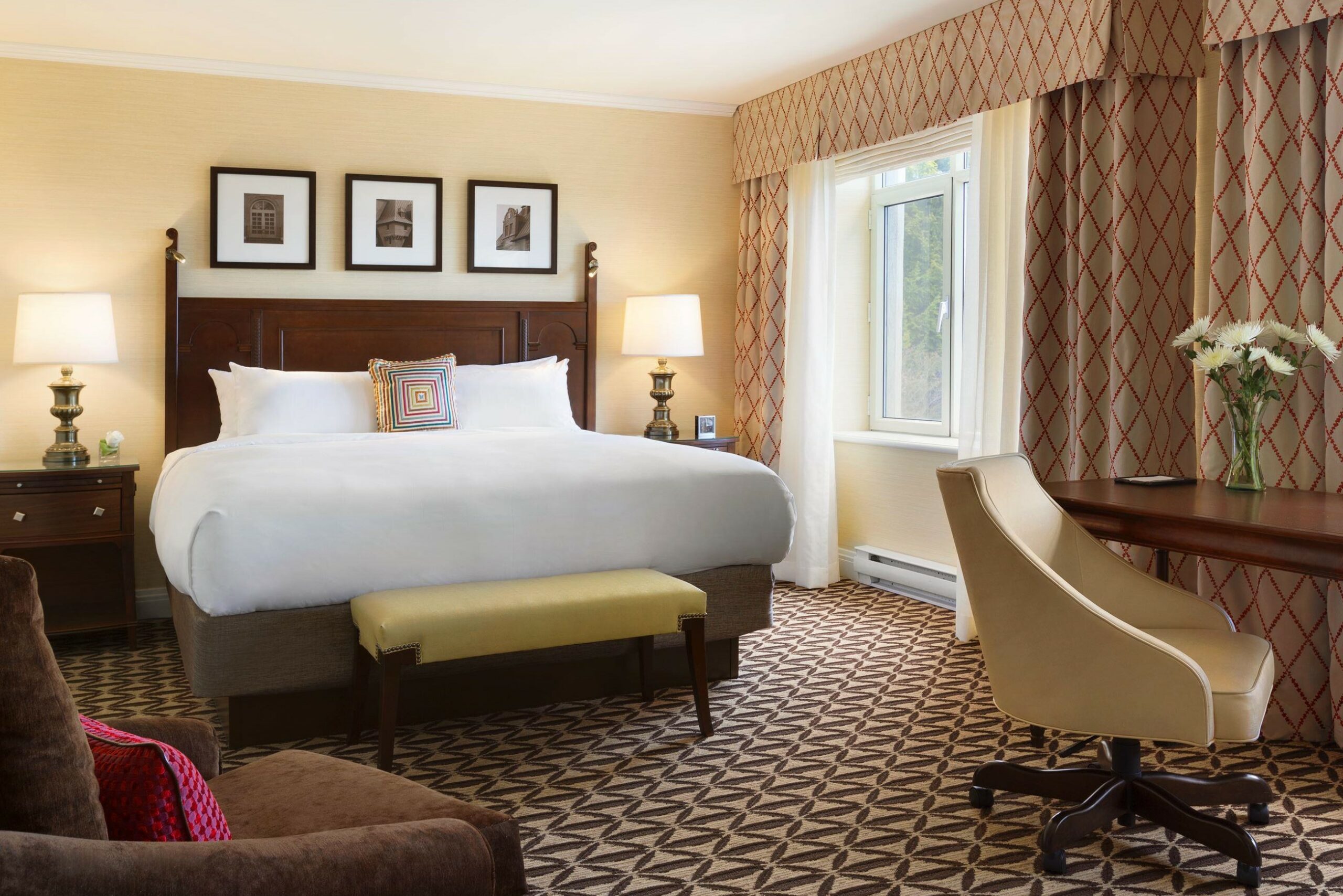 a room with a bed and a chair
