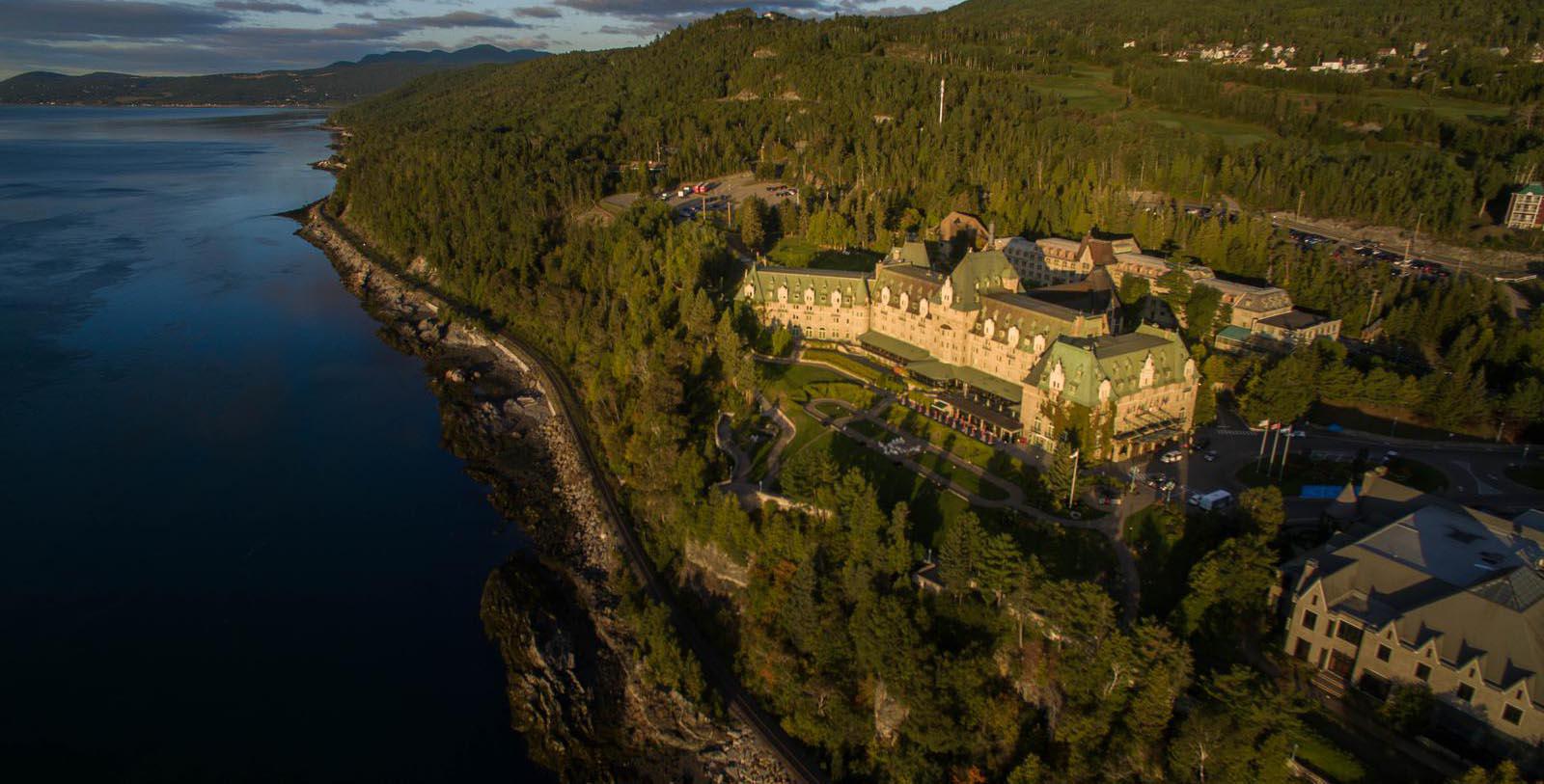 a building near a body of water