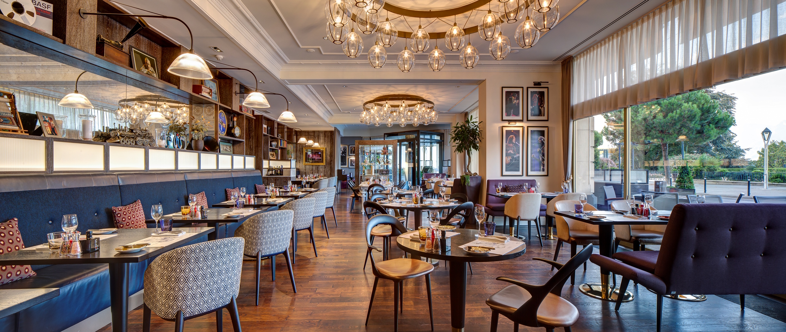a restaurant with tables and chairs