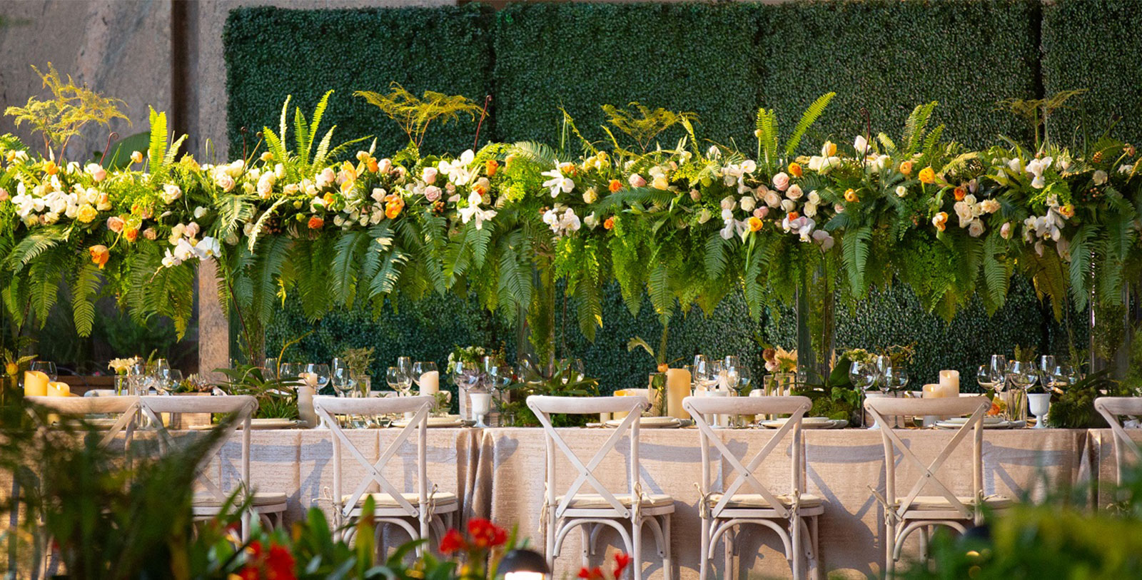 a table set for a wedding dinner