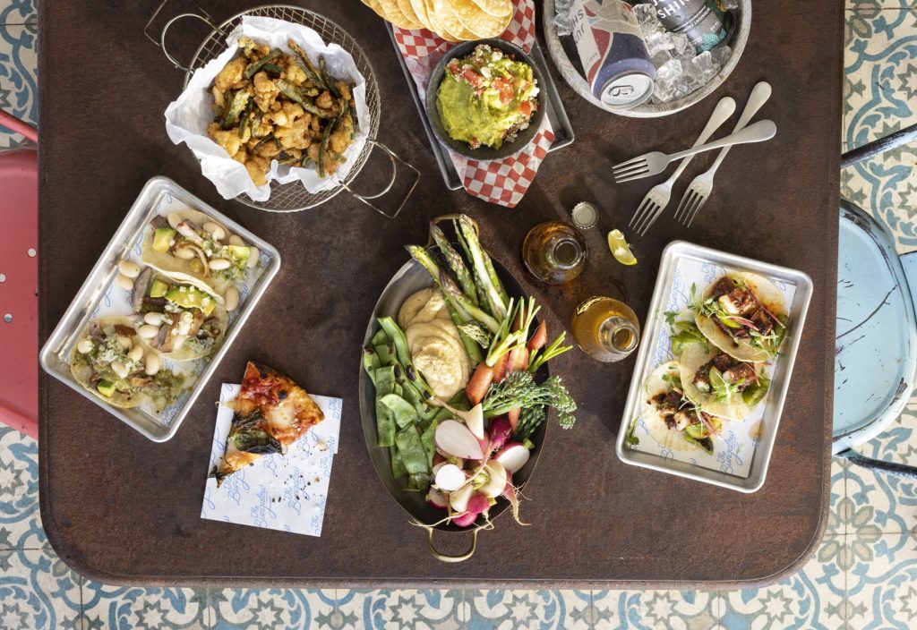 a table with food on it