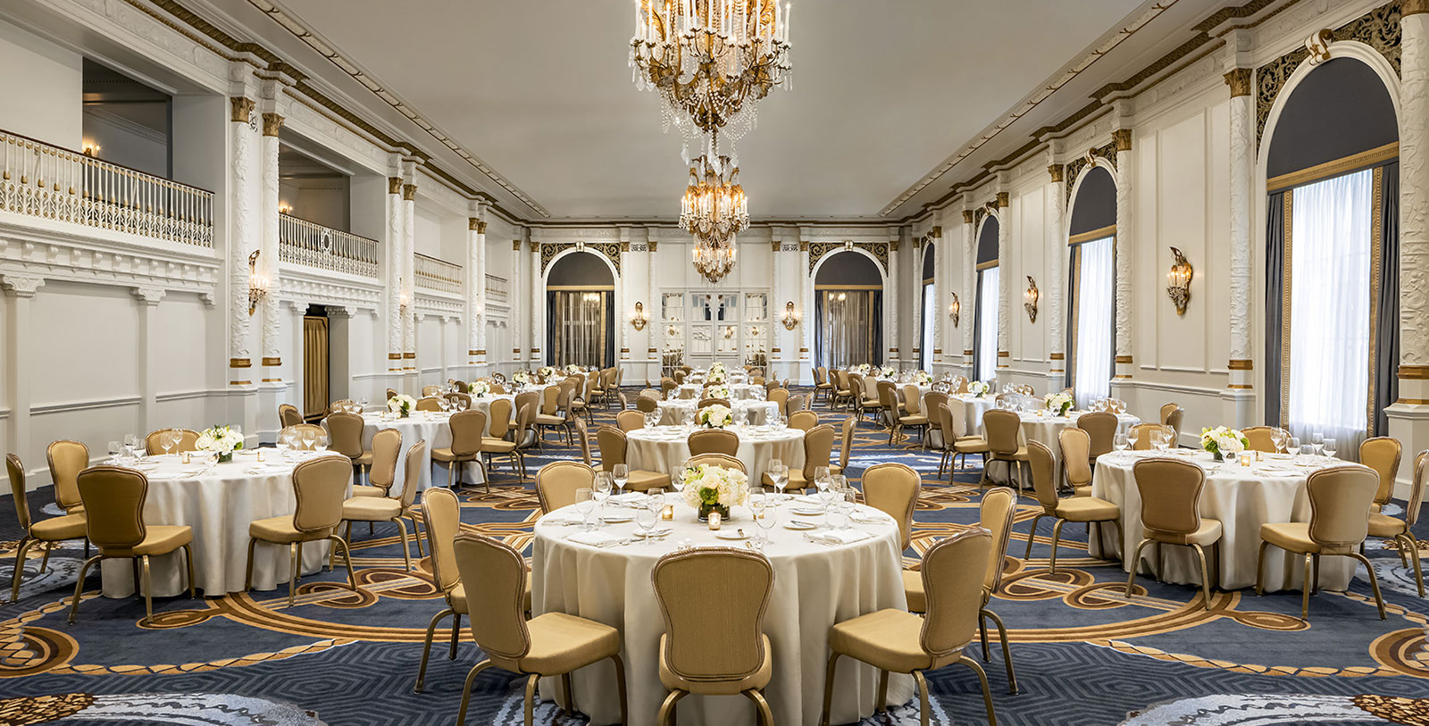 a large room with tables and chairs