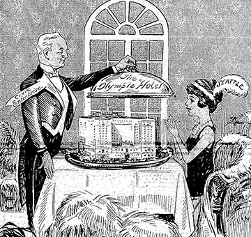 a man serving a cake to a woman