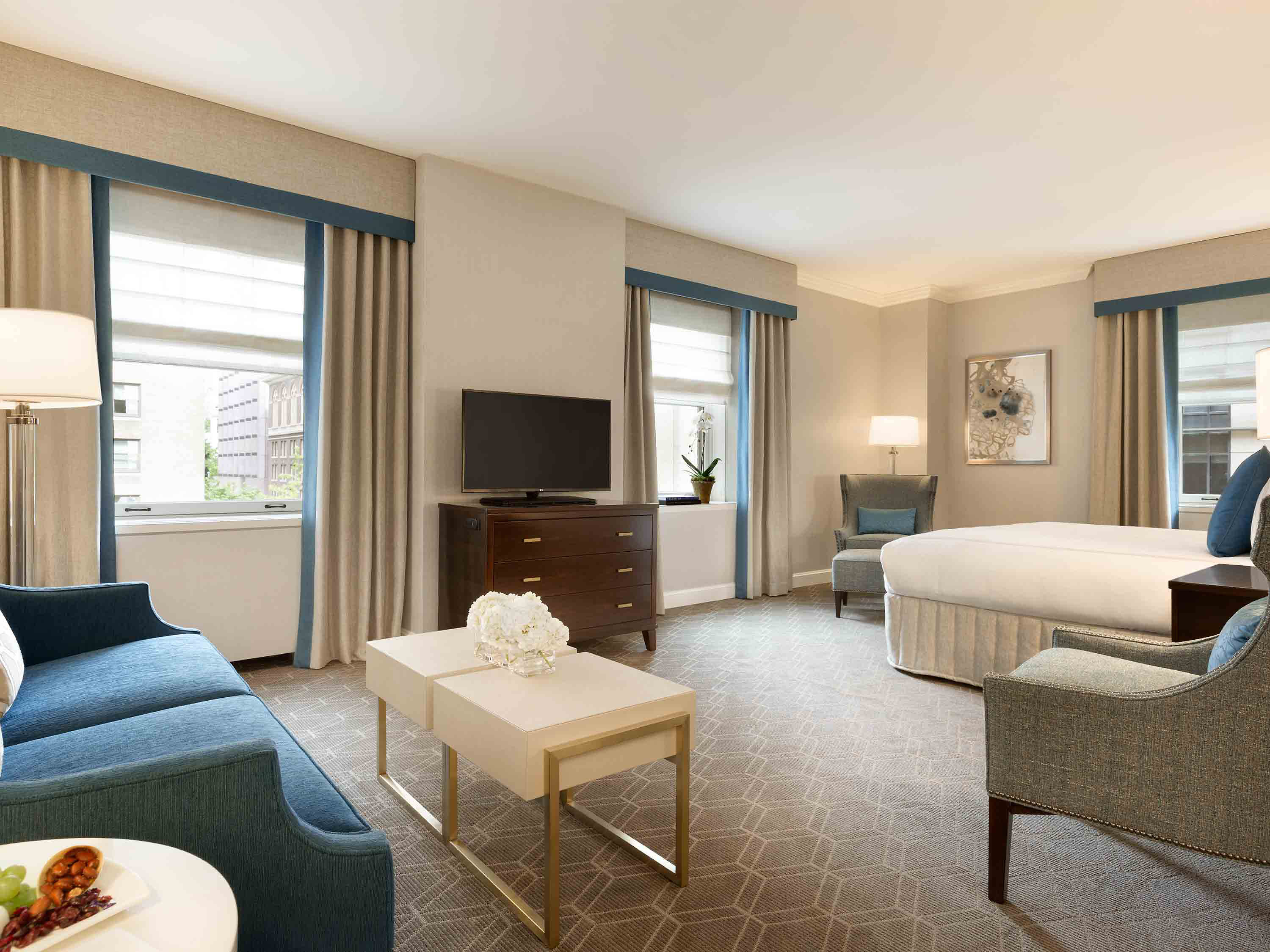 a room with a bed and a couch