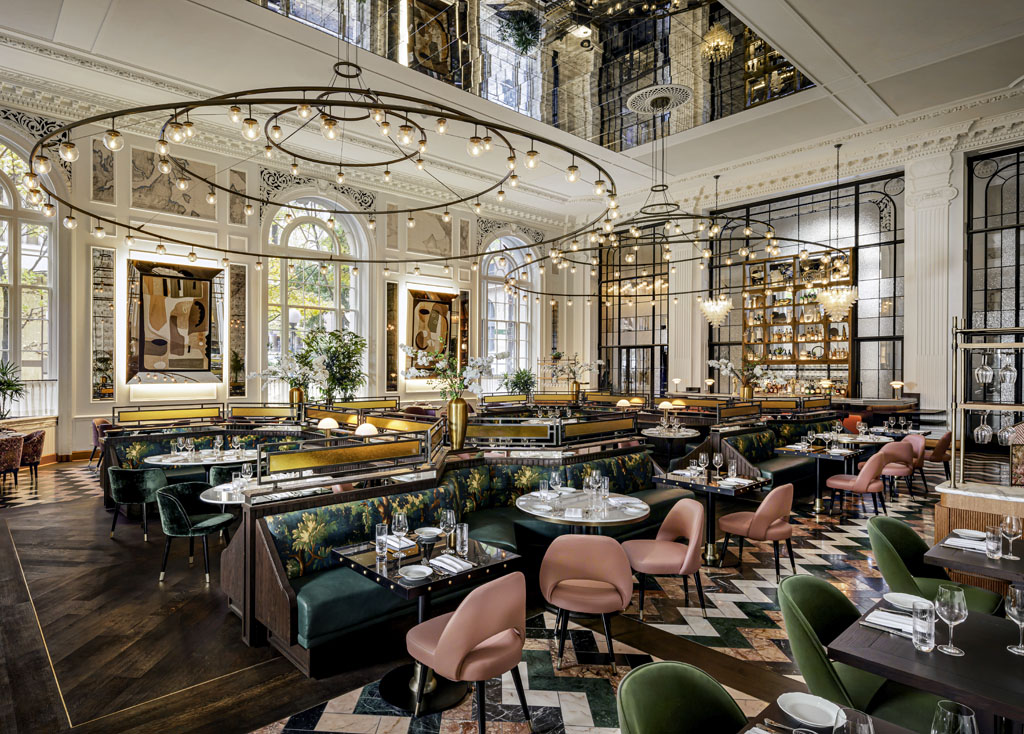 a restaurant with tables and chairs
