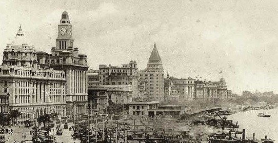 a cityscape with a clock tower