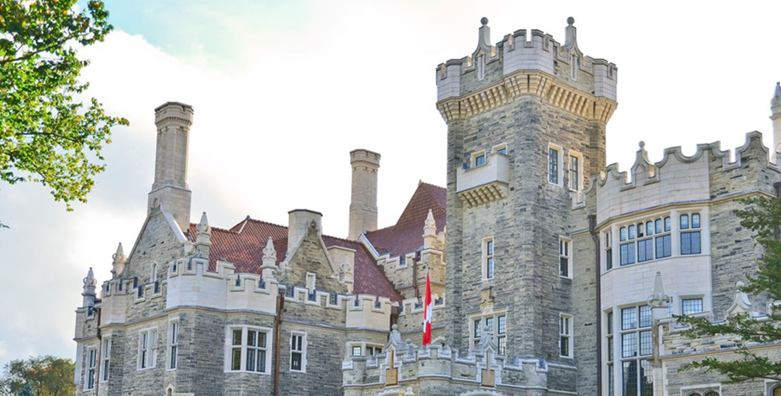 a castle with a flag on top