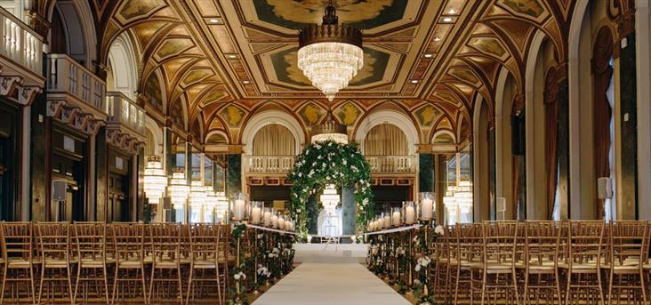 a wedding ceremony in a building