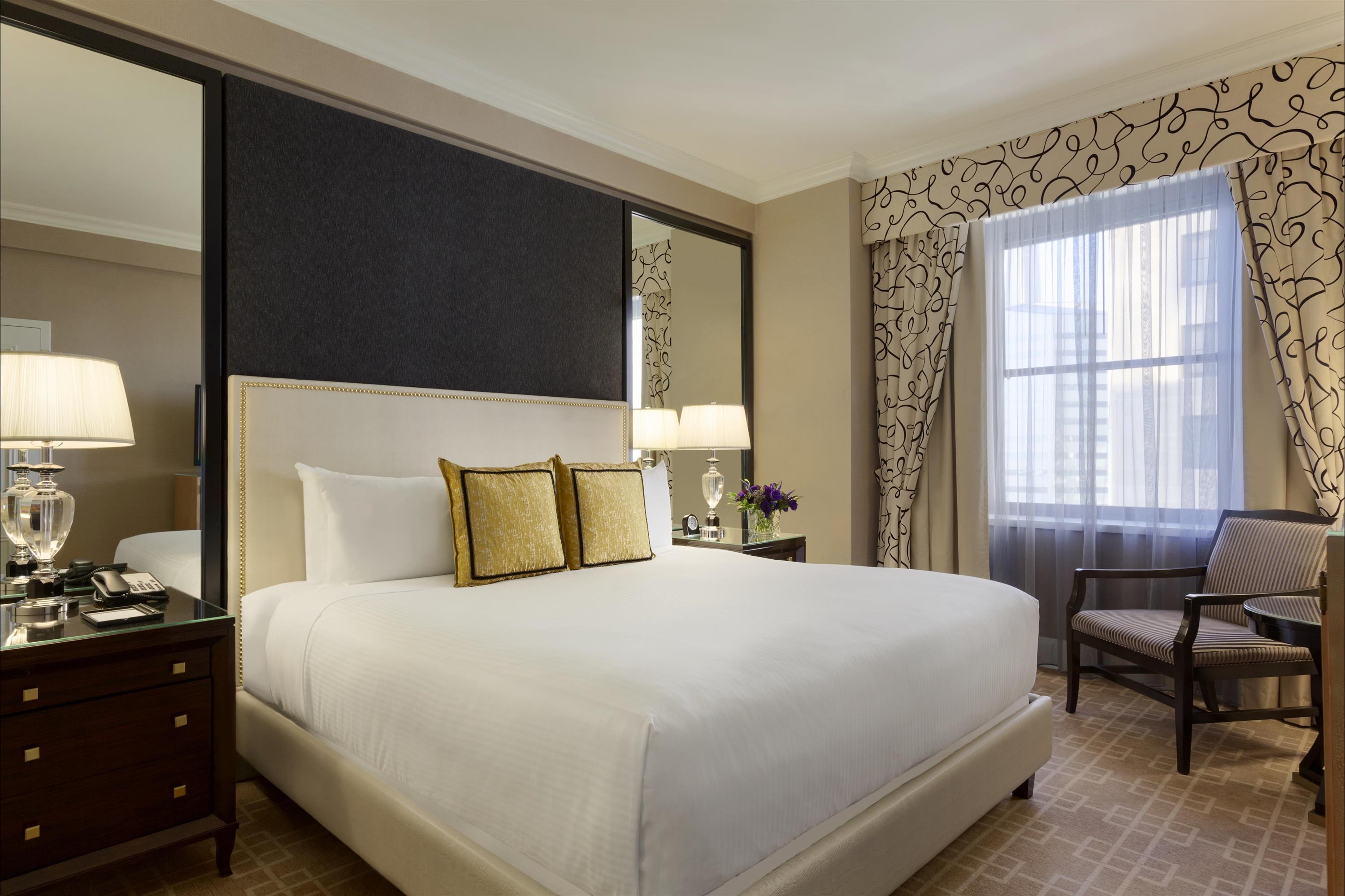 a bed in a hotel room