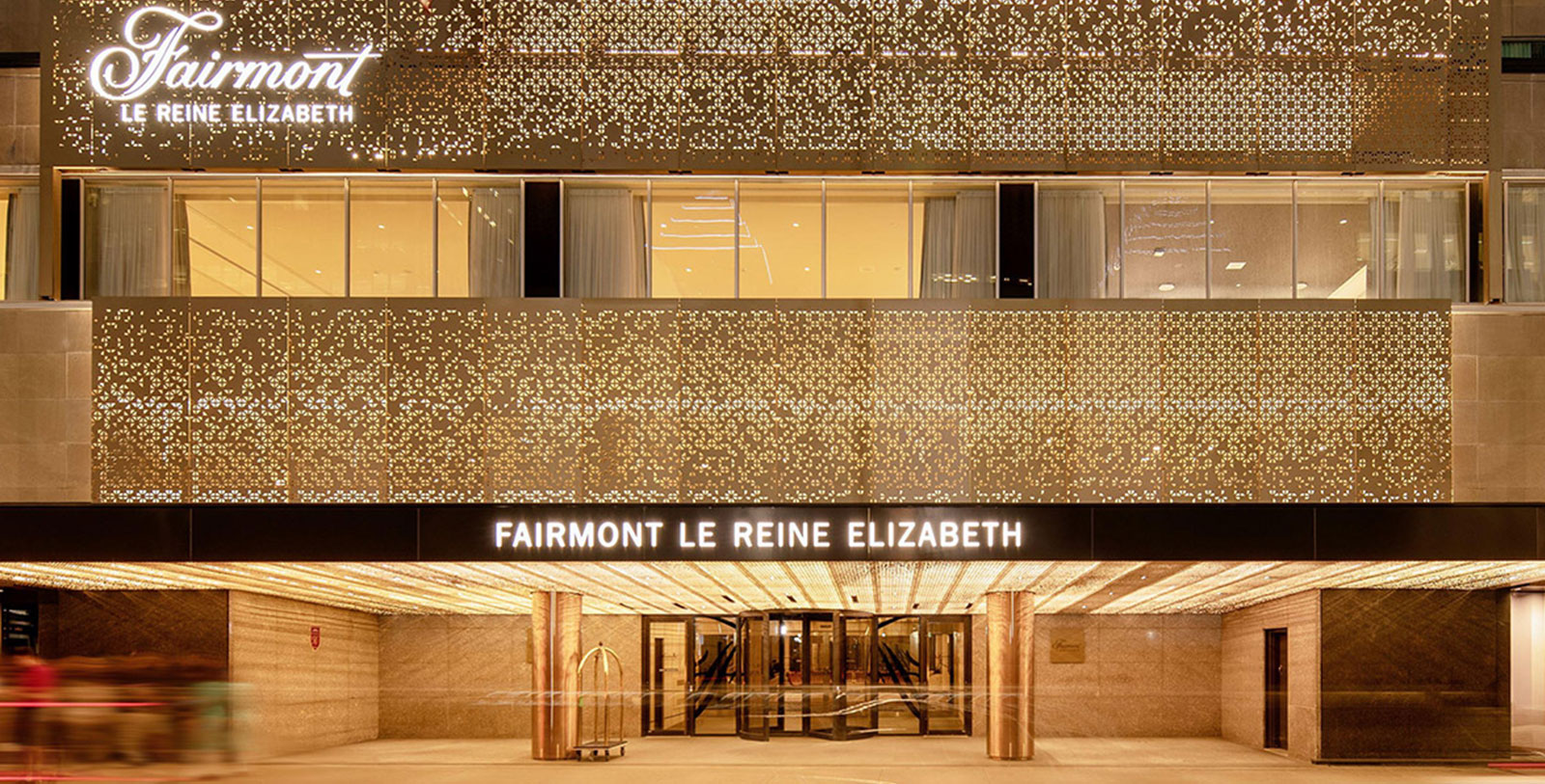 a building with lights on the wall