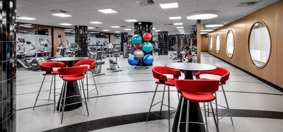 a gym with exercise equipment