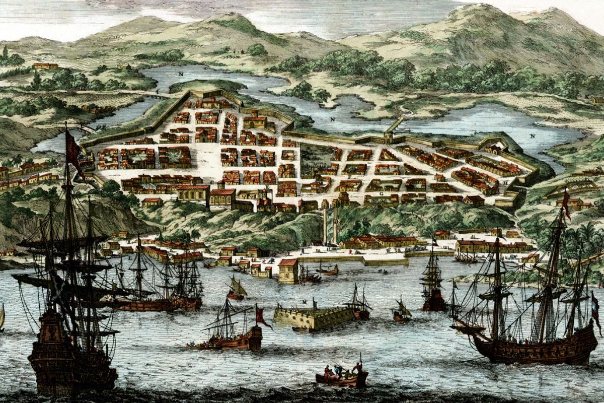 an old map of a town