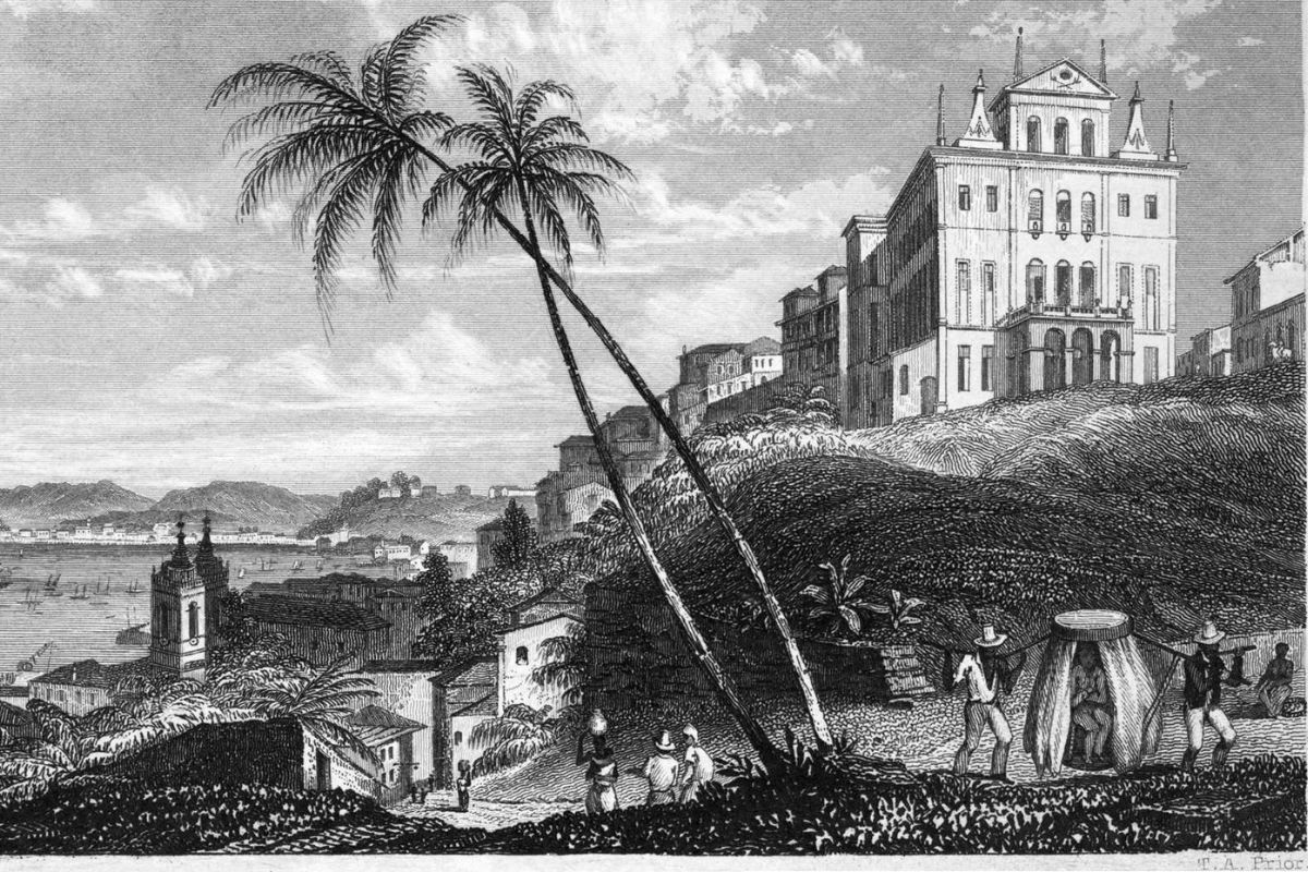 a black and white drawing of a town