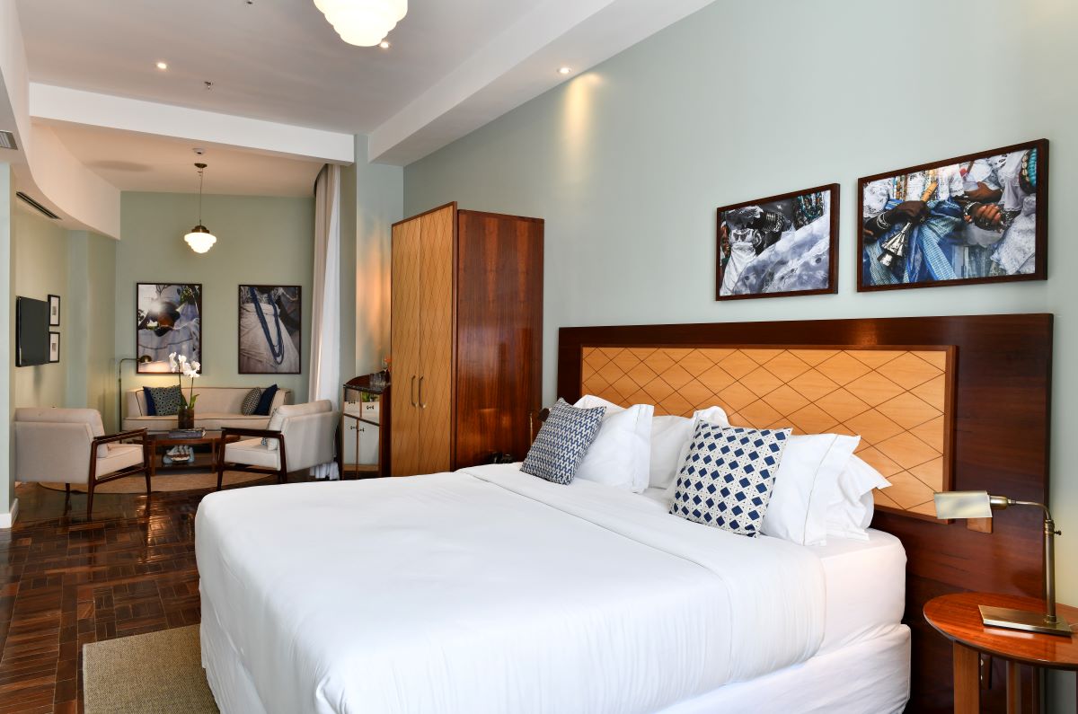 a bed in a room