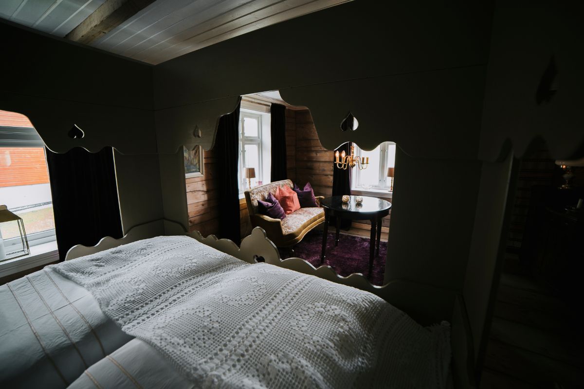 a bed in a room