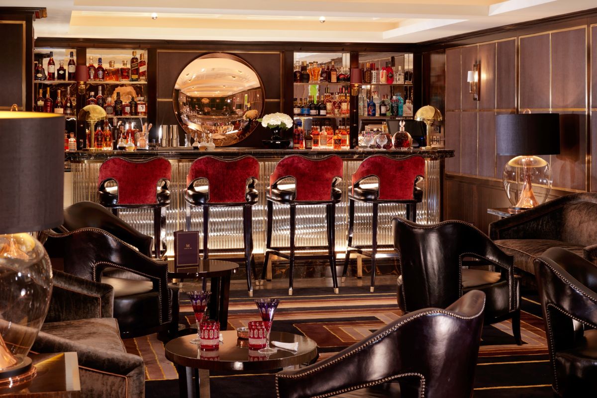 a bar with chairs and a counter