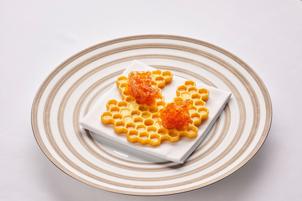 a plate with food on it