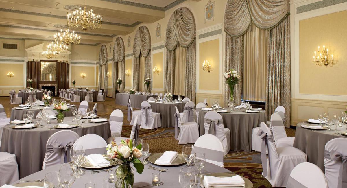 a room with tables and chairs