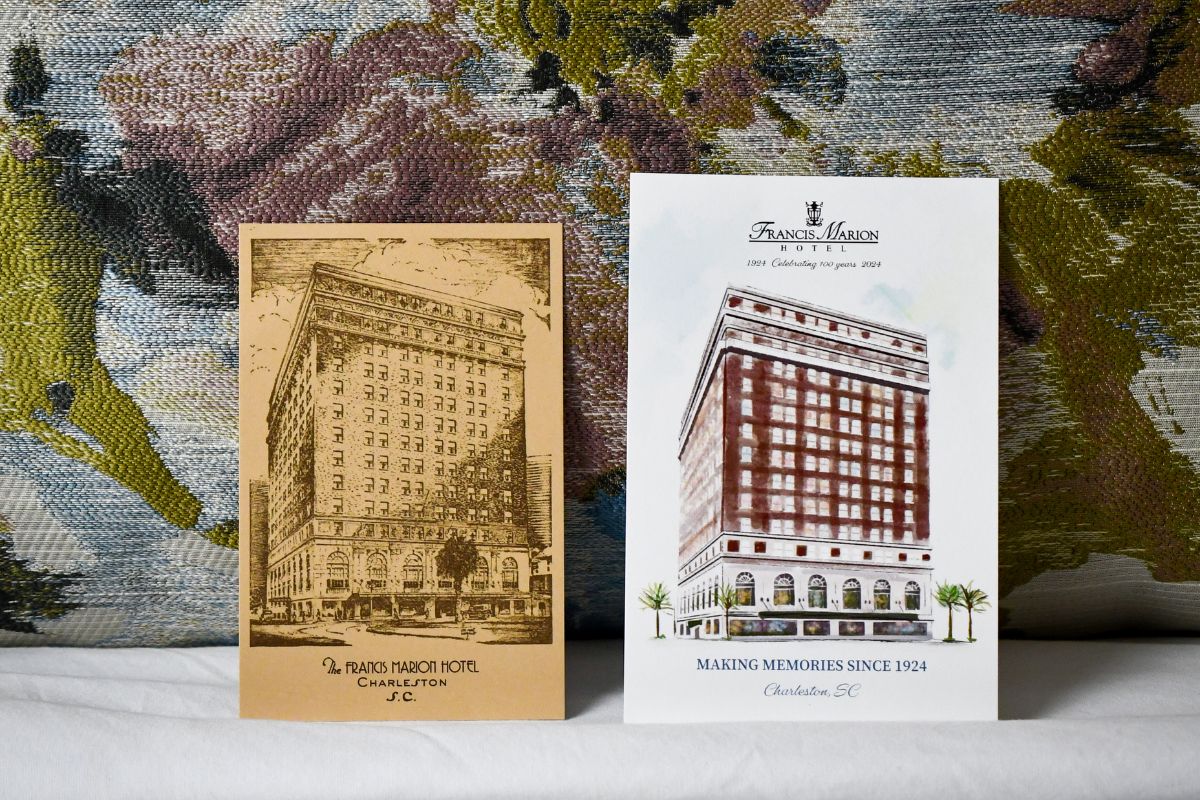 a couple of cards on a fabric surface