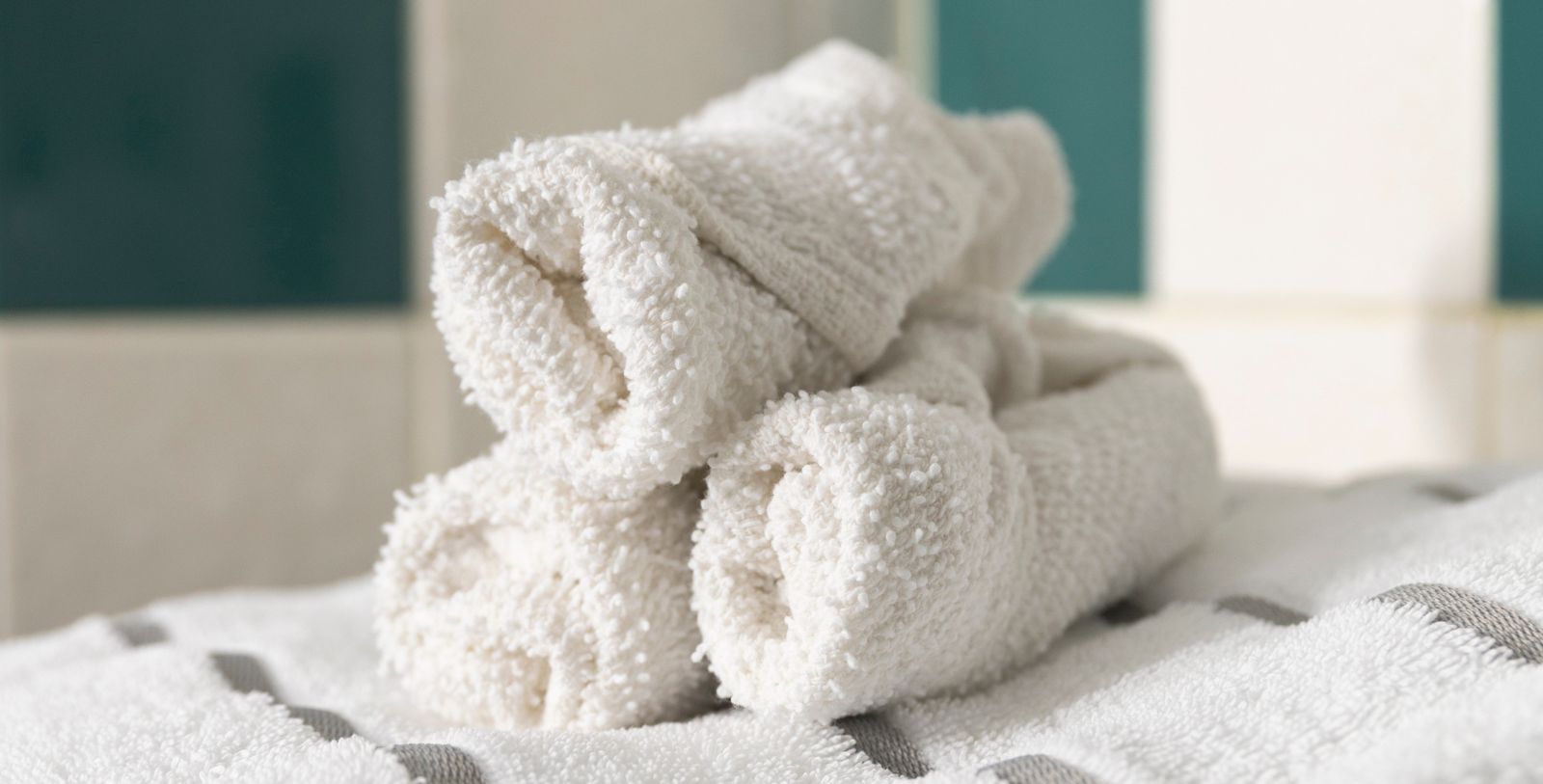 a stack of white towels