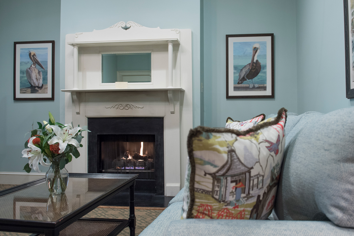 a fireplace in a room