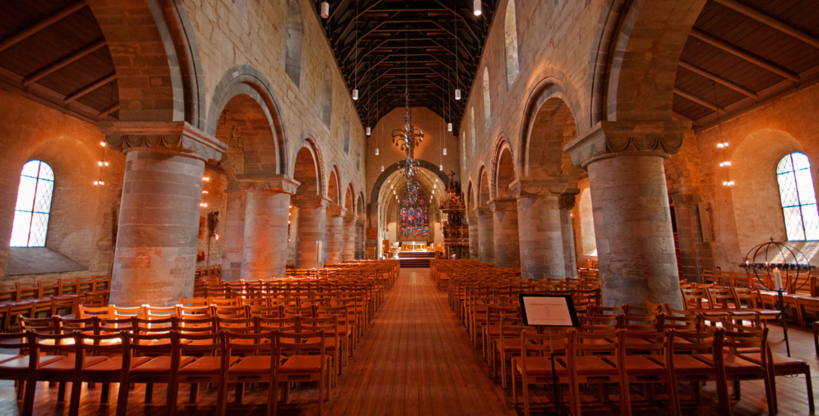 a large church with many chairs