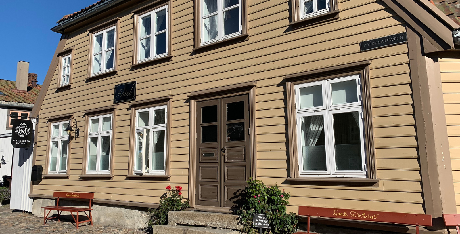 a building with a door and windows