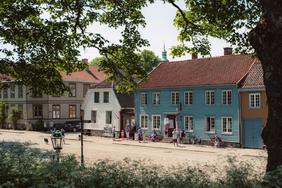 a group of people outside of a building