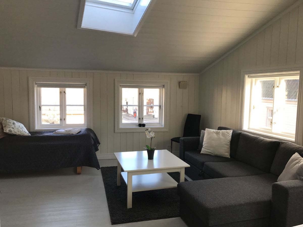 a room with a couch and a table