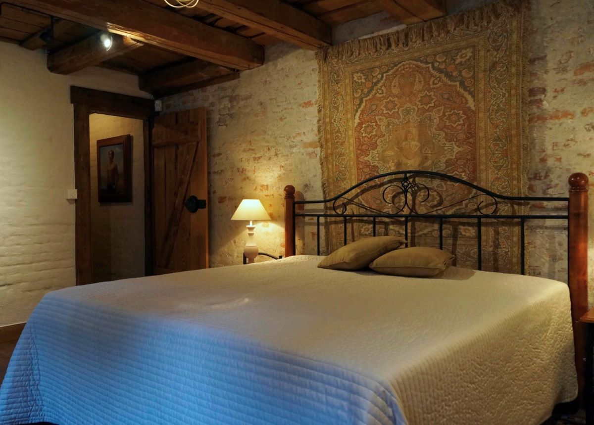 a bed in a room