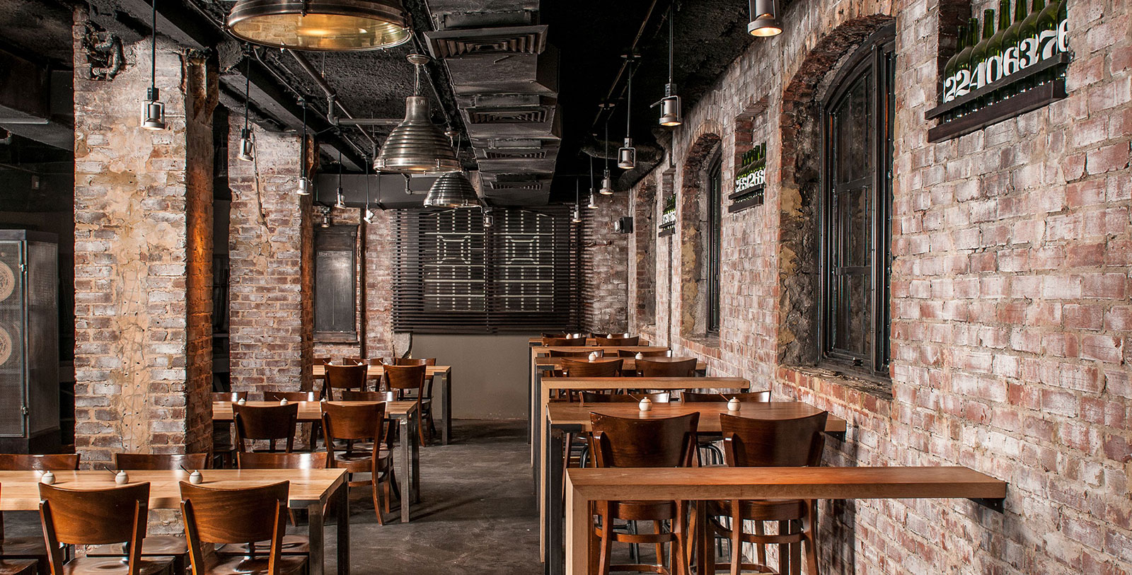 a room with tables and chairs