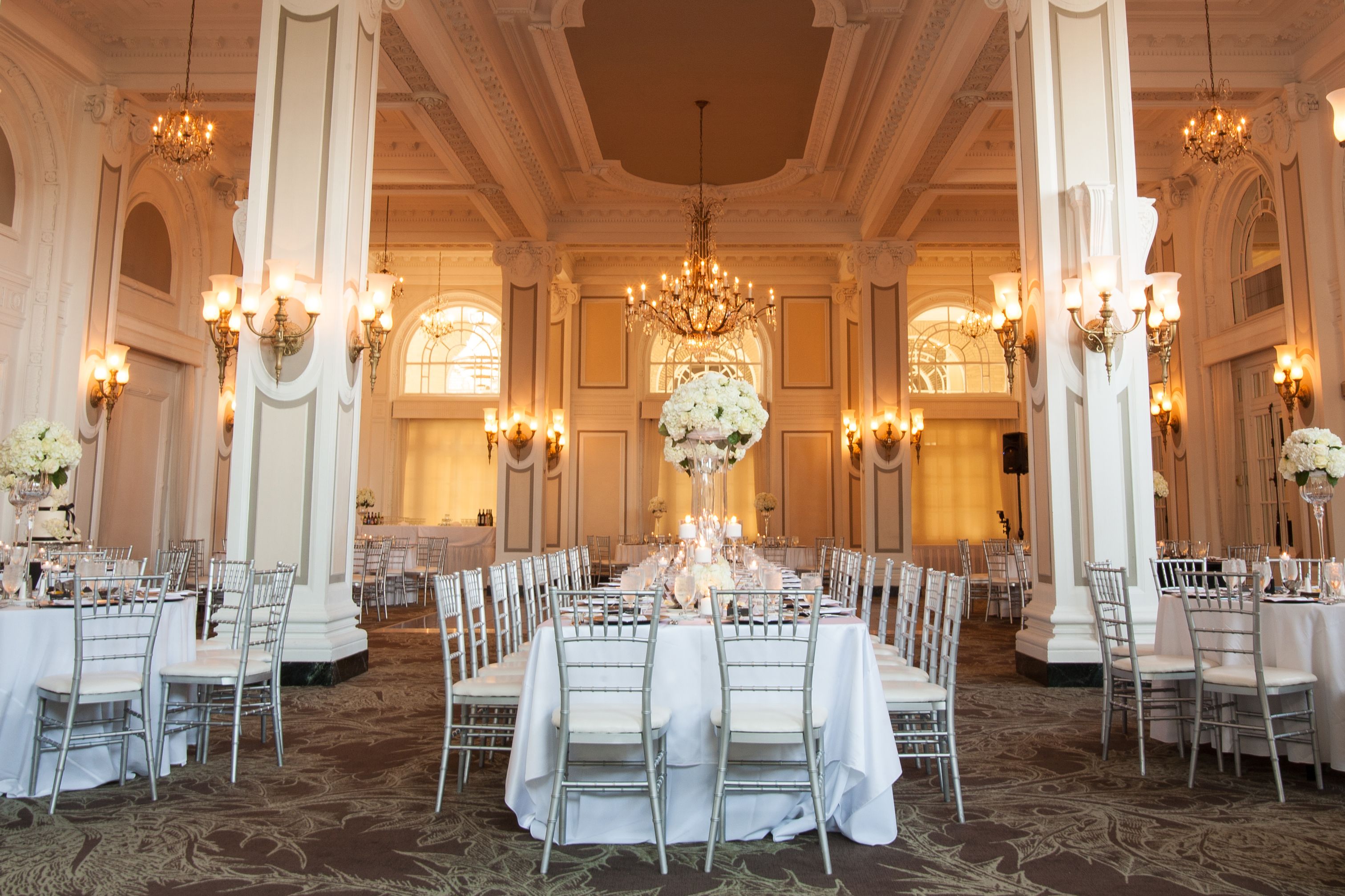 a room with tables and chairs